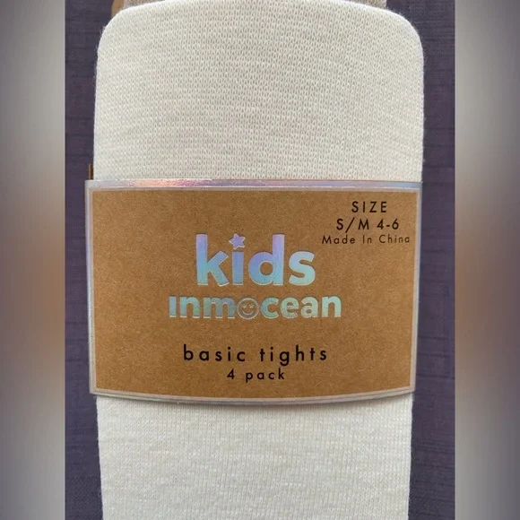 Kids Tights 4-Pack - Cream, Gray, Black - Picture 4 of 8